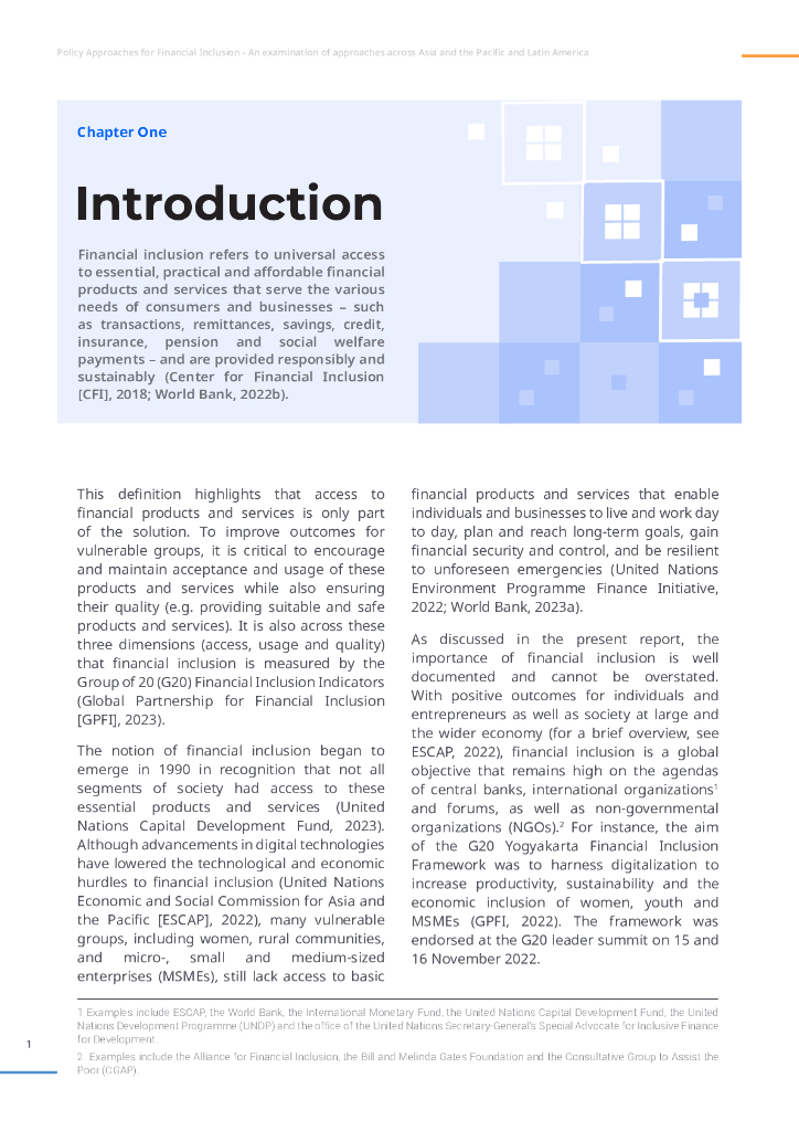 亚太经社会：金融普惠政策方针：审查亚洲及太平洋和拉丁美洲各地的做法（英文版）_第7页