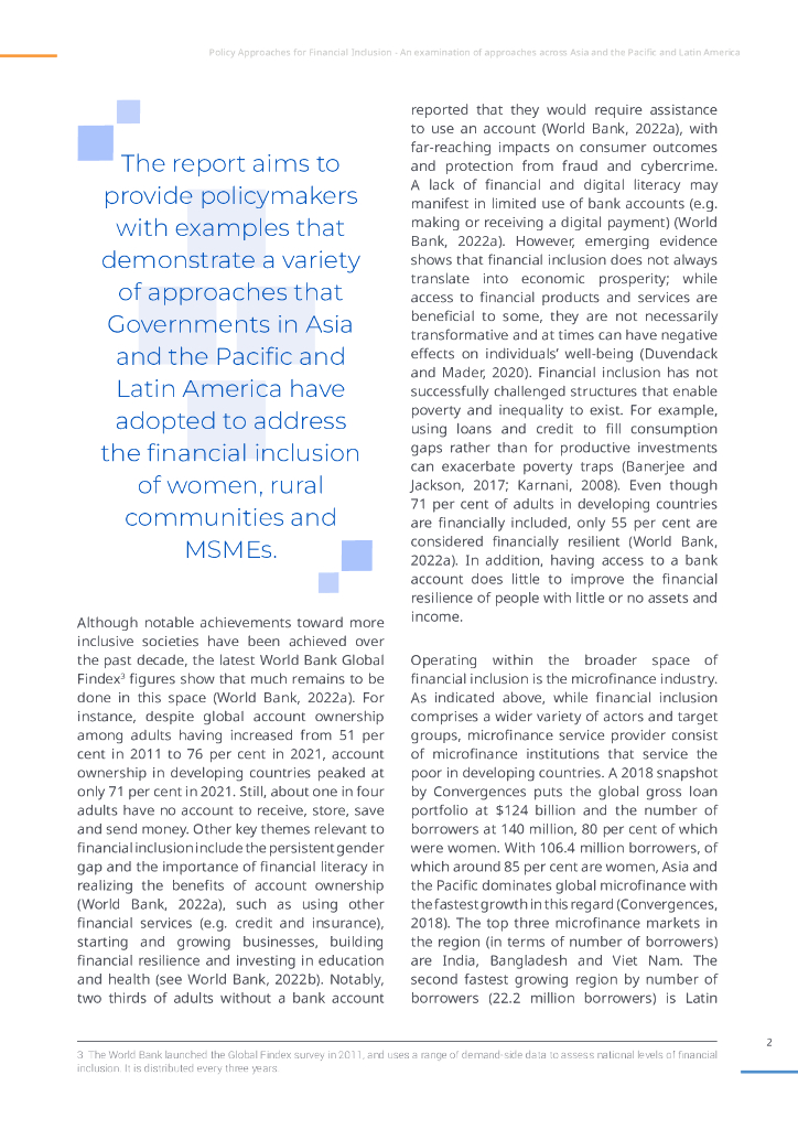 亚太经社会：金融普惠政策方针：审查亚洲及太平洋和拉丁美洲各地的做法（英文版）_第8页