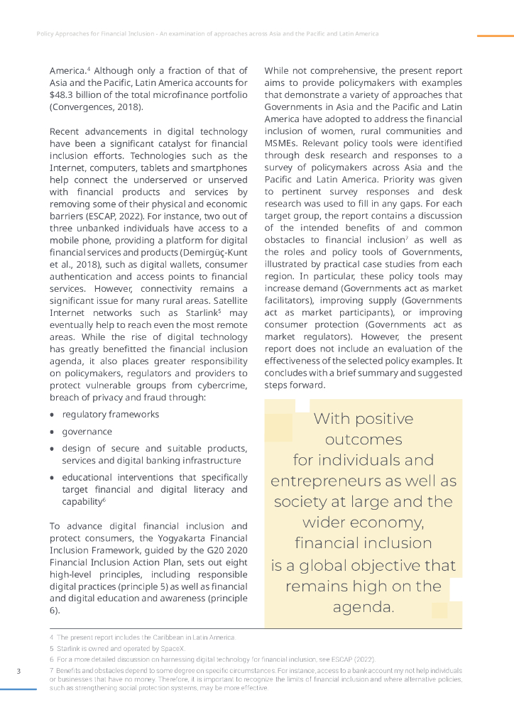 亚太经社会：金融普惠政策方针：审查亚洲及太平洋和拉丁美洲各地的做法（英文版）_第9页