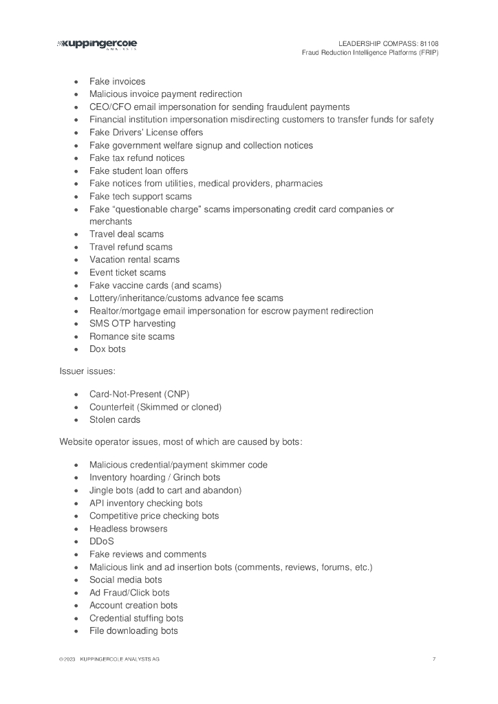 KuppingerCole：领导力指南针：欺诈预防情报平台 (FRIP)（英文版）_第7页