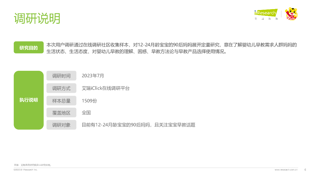 艾瑞咨询：2023年中国婴幼儿早教消费洞察：解读90后妈妈的心里话—科学陪伴，松弛育儿_第6页