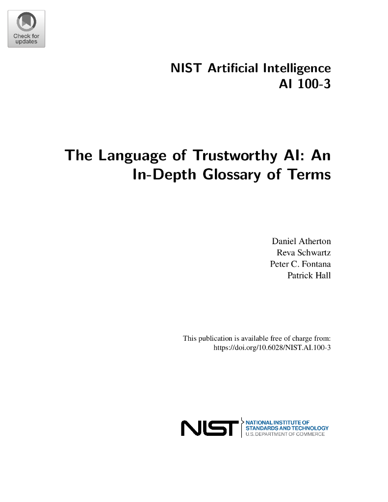 NIST：值得信赖的人工智能语言： 深入的术语表（英文版）