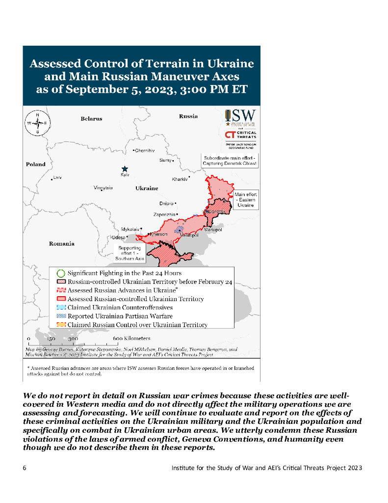 美国战争研究所（ISW）：俄罗斯进攻战役评估，2023年9月5日（英文版）_第6页