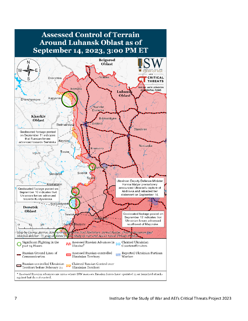 美国战争研究所（ISW）：俄罗斯进攻战役评估，2023年9月14日（英文版）_第7页