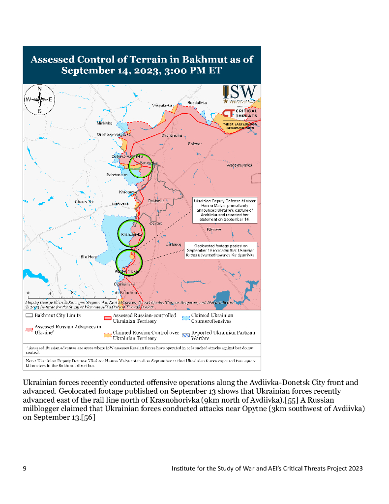 美国战争研究所（ISW）：俄罗斯进攻战役评估，2023年9月14日（英文版）_第9页