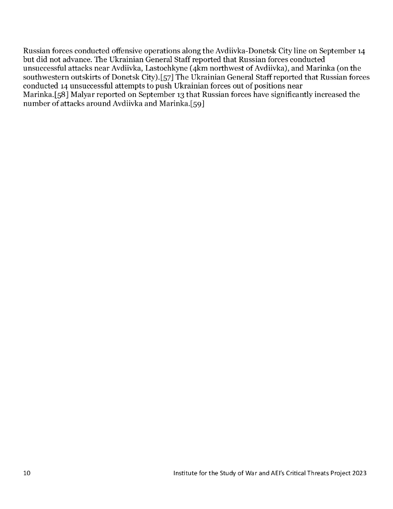 美国战争研究所（ISW）：俄罗斯进攻战役评估，2023年9月14日（英文版）_第10页