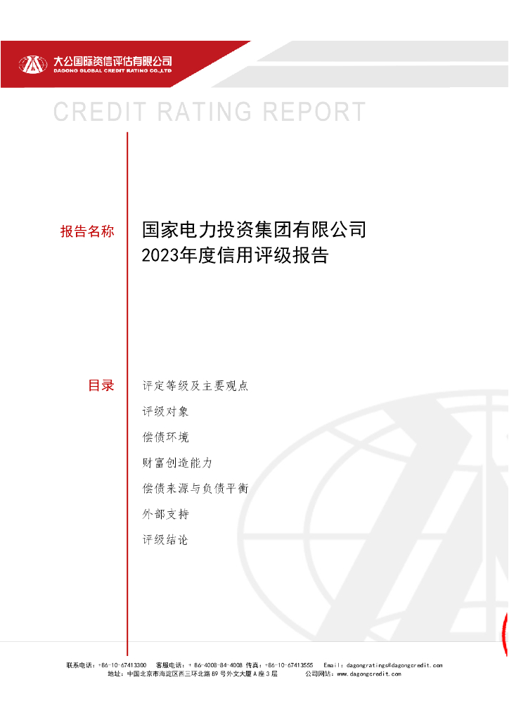 大公：国家电力投资集团有限公司2023年度主体信用评级报告