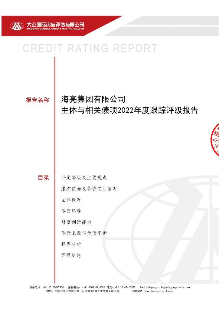 大公：海亮集团有限公司主体信用评级报告