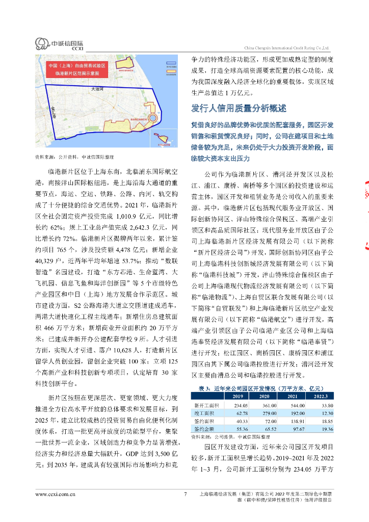 中诚信：上海临港经济发展(集团)有限公司2022年度第二期绿色中期票据(碳中和债、保障性租赁住房)信用评级报告_第7页