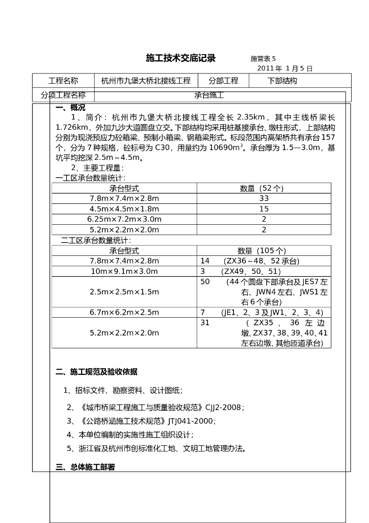 杭州某项目承台施工技术交底