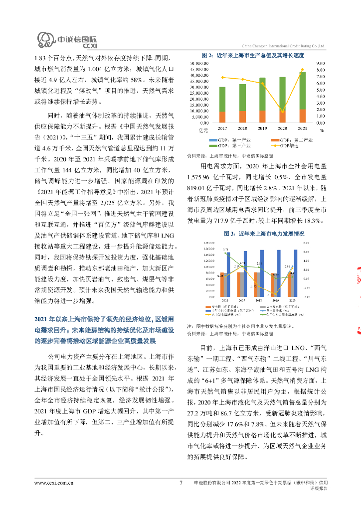 中诚信：申能股份有限公司2022年度第一期绿色中期票据(碳中和债)信用评级报告_第7页