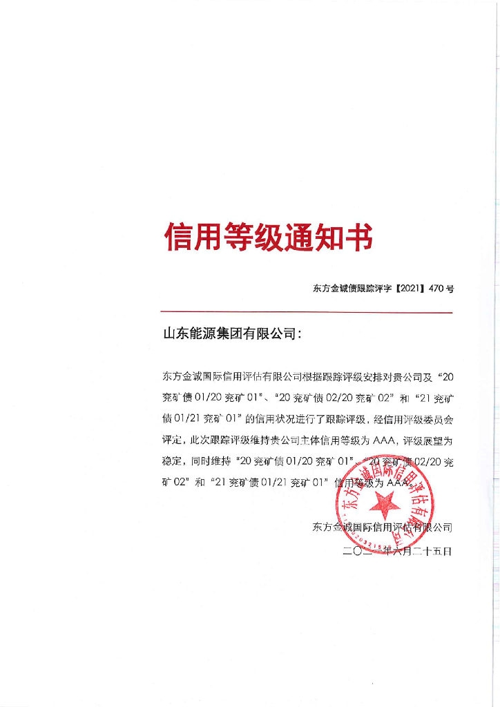 东方金诚：山东能源集团有限公司信用评级报告
