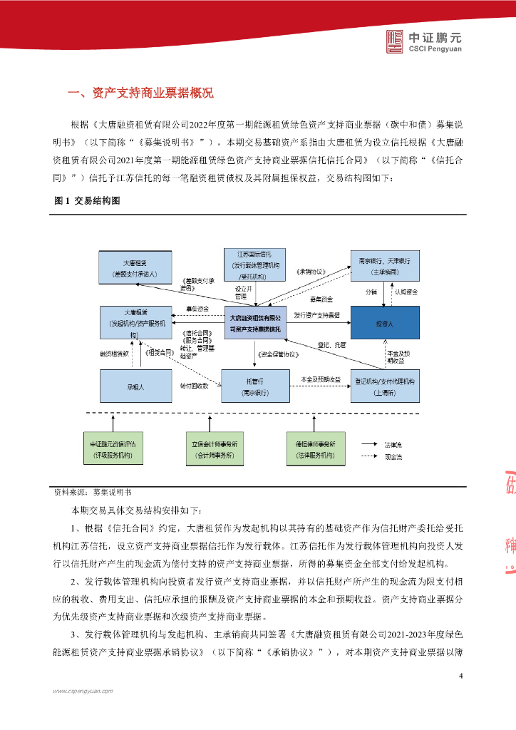 鹏元：大唐融资租赁有限公司2022年度第一期能源租赁绿色资产支持商业票据(碳中和债)信用评级报告_第6页