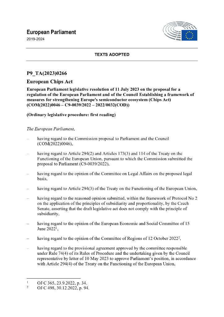 European Parliament：2023欧盟<em>芯片</em>法案（英文版） 海报