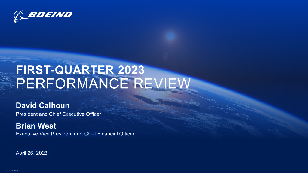 波音（Boeing）：2023年第一季度业绩回顾（英文版）