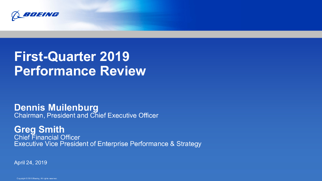波音（Boeing）：2019年第一季度业绩回顾（英文版）