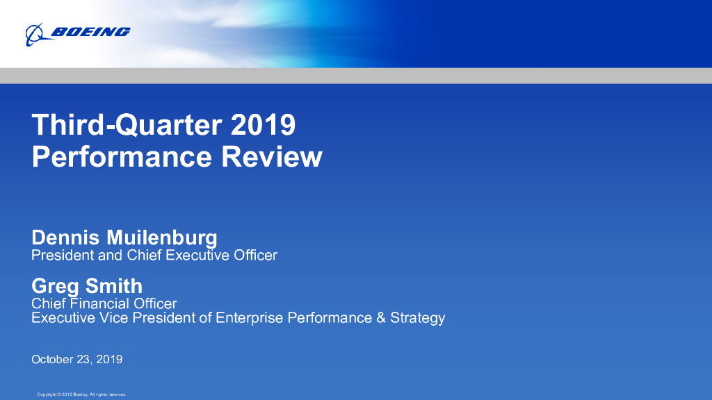 波音（Boeing）：2019年第三季度业绩回顾（英文版）