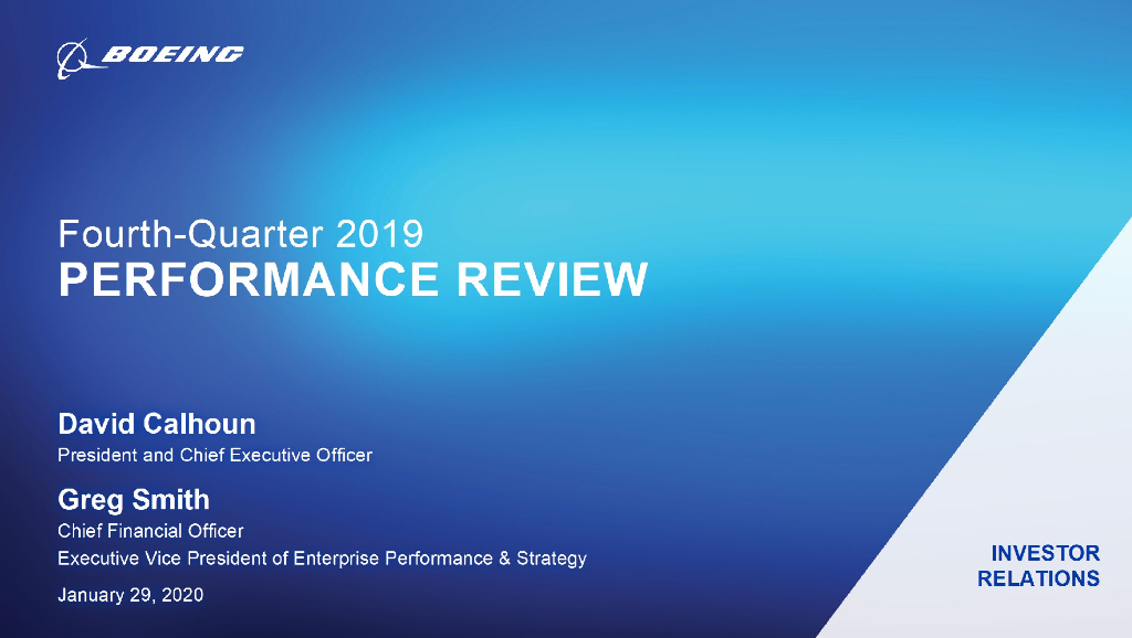 波音（Boeing）：2019年第四季度业绩回顾（英文版）