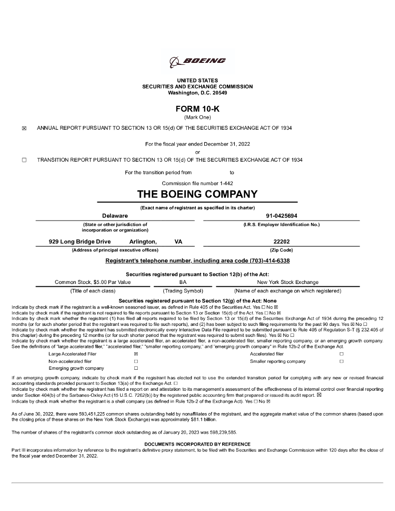 波音（Boeing）：2022年年度财报（英文版）