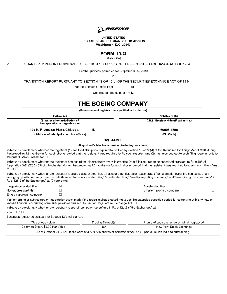 波音（Boeing）：2020年第三季度财报（英文版）