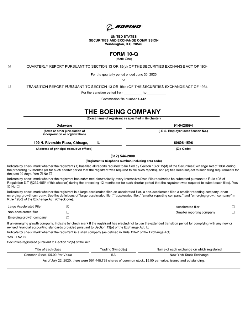 波音（Boeing）：2020年第二季度财报（英文版）