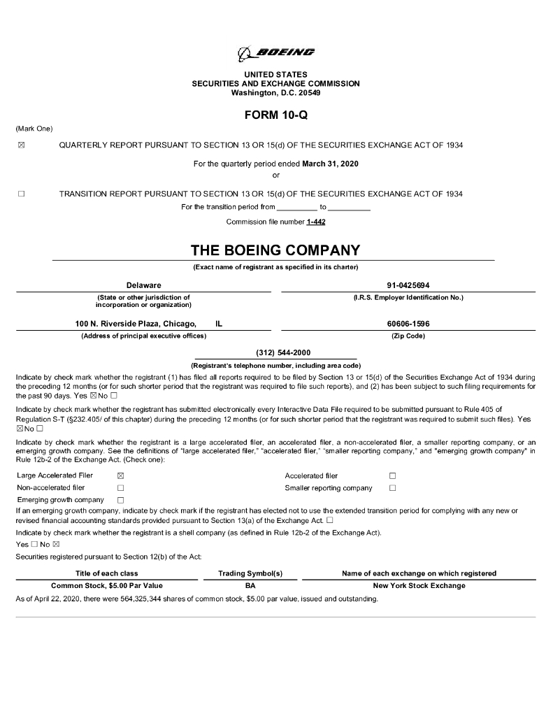 波音（Boeing）：2020年第一季度财报（英文版）