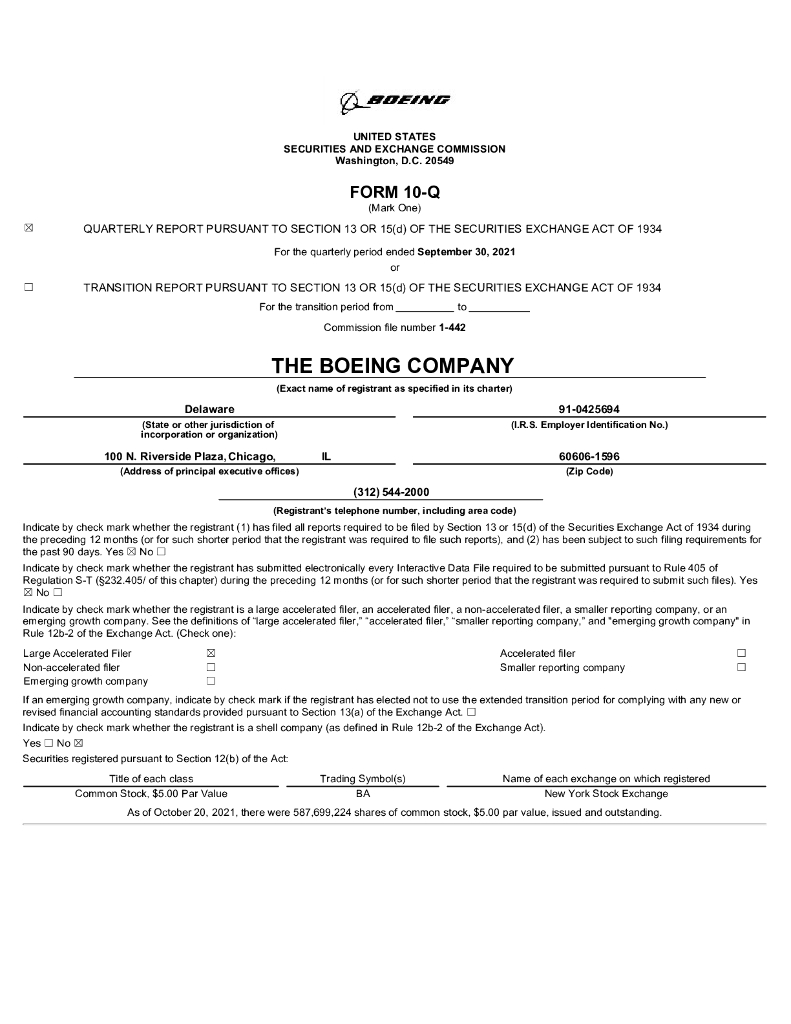 波音（Boeing）：2021年第三季度财报（英文版）