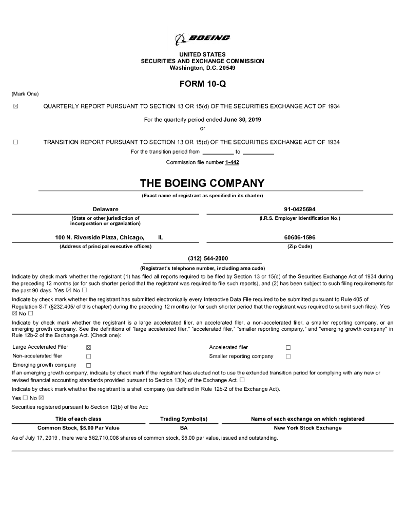 波音（Boeing）：2019年第二季度财报（英文版）