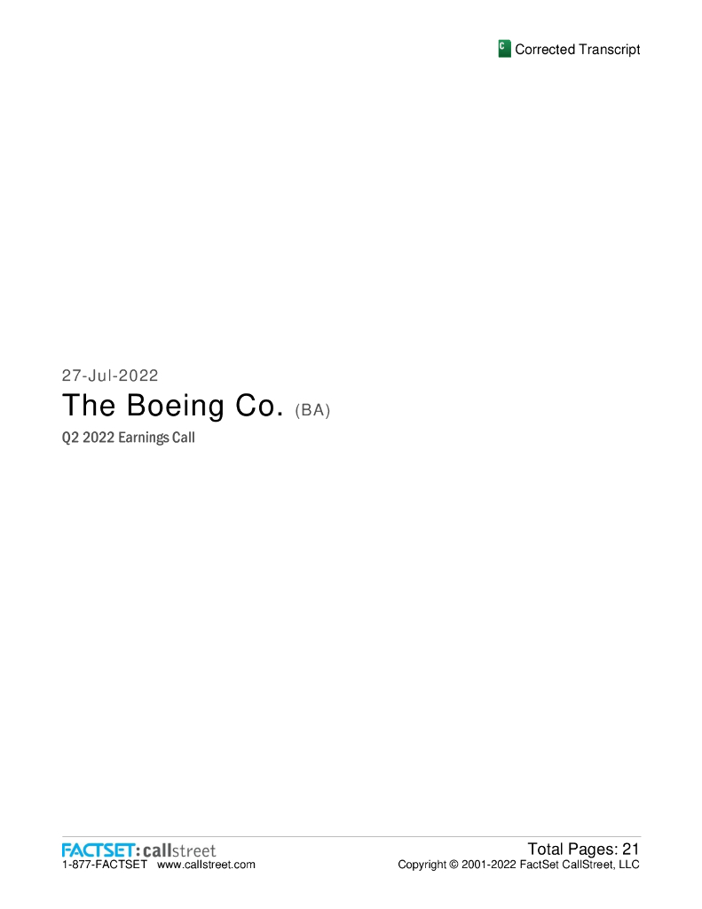 波音（Boeing）：2022年第2季度电话财报会议（英文版）