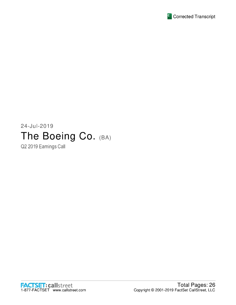 波音（Boeing）：2019年第2季度电话财报会议（英文版）