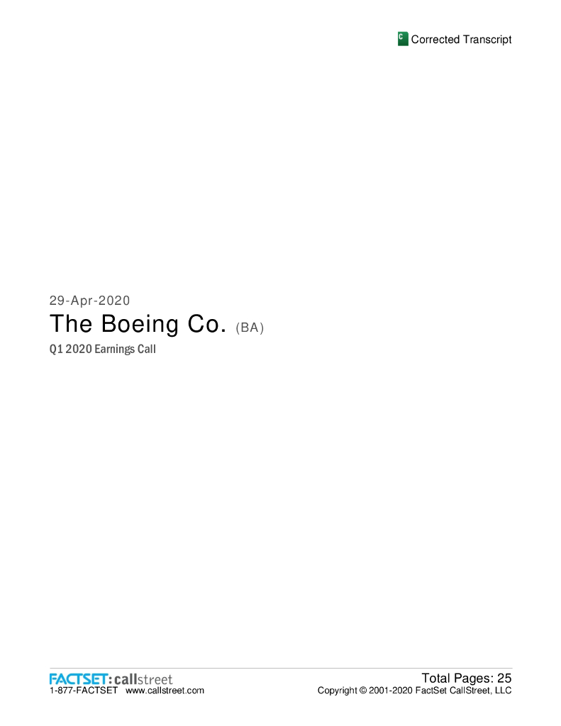 波音（Boeing）：2020年第1季度电话财报会议（英文版）