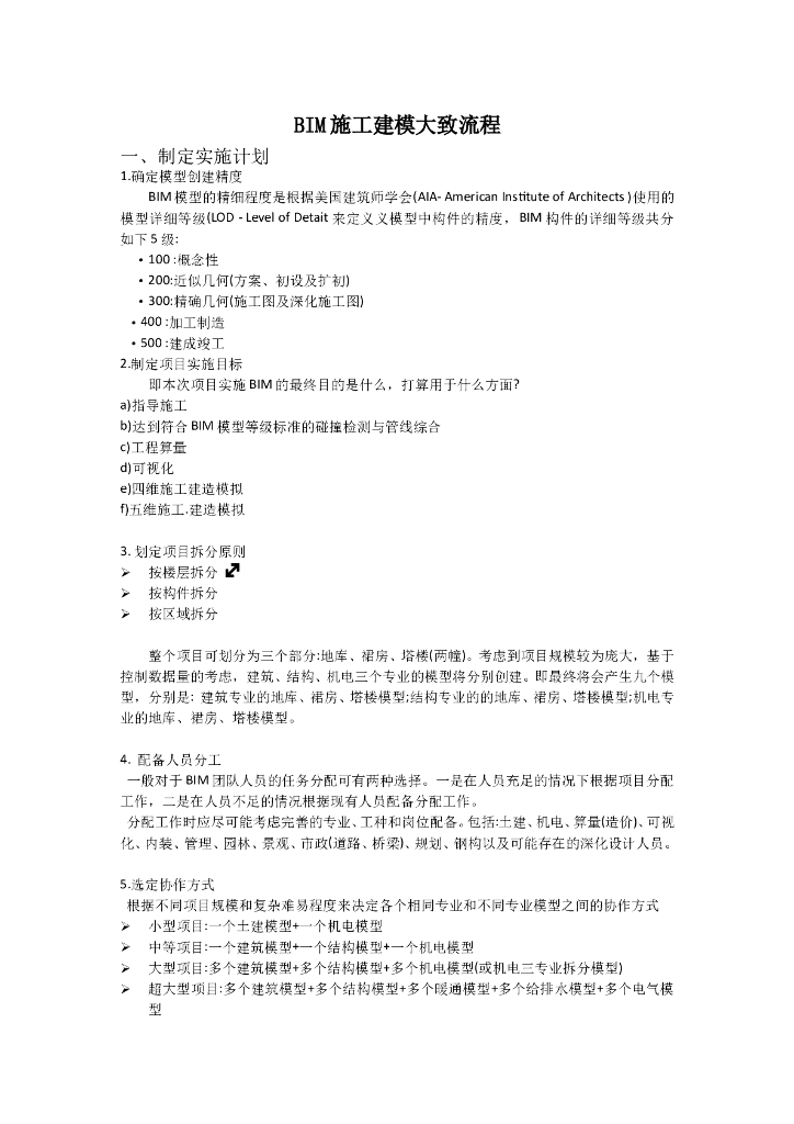 BIM施工建模流程