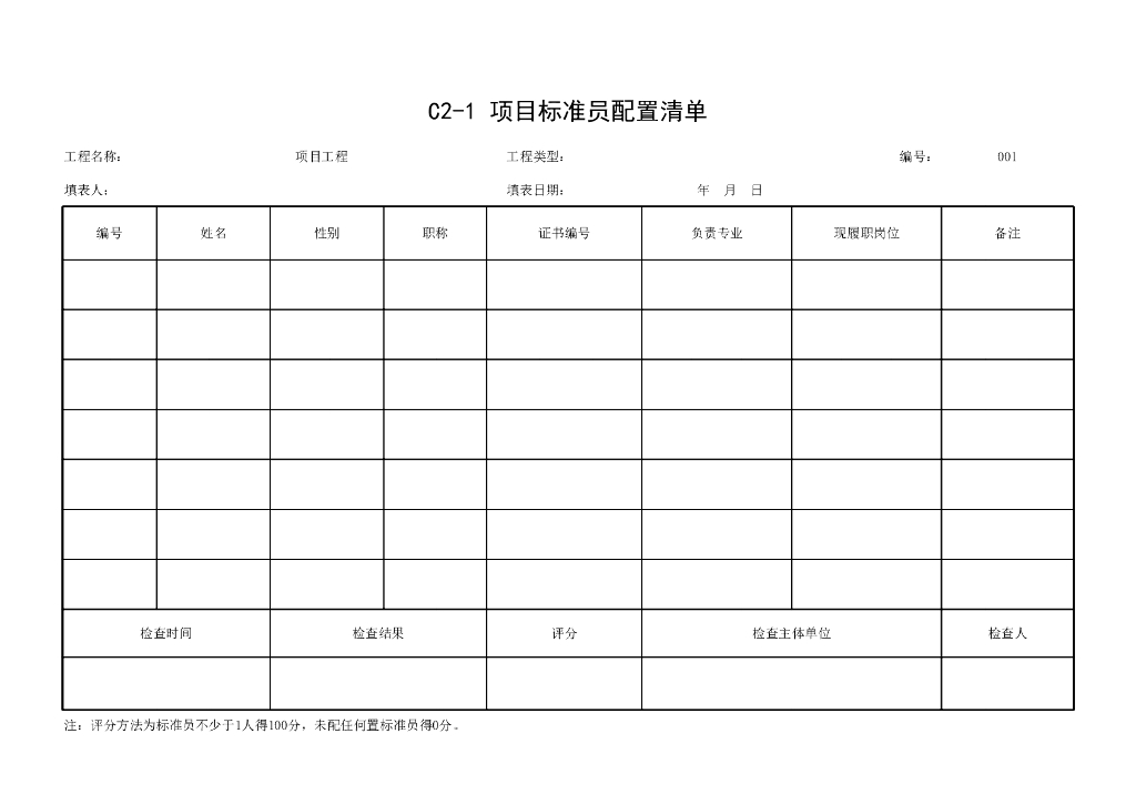 安徽省建设工程施工标准管理表格11P