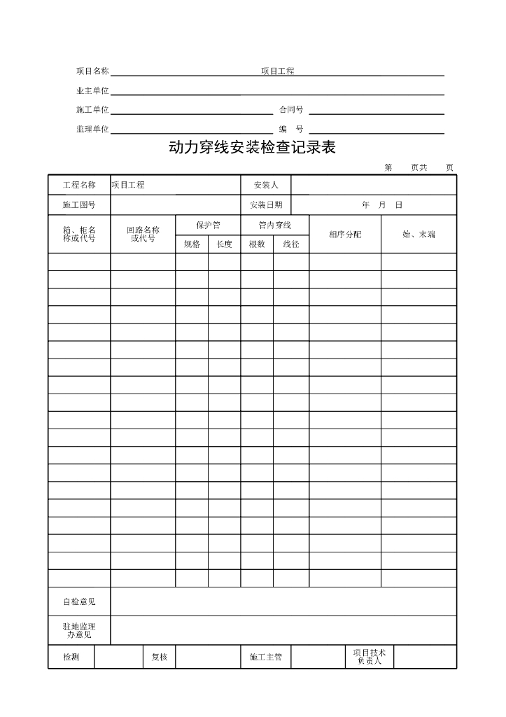 交通部公路机电工程现场检查检测记录表