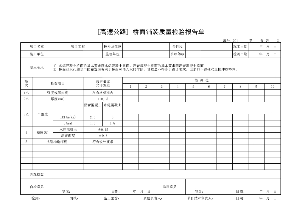 交通部公路工程质量评定表渡槽