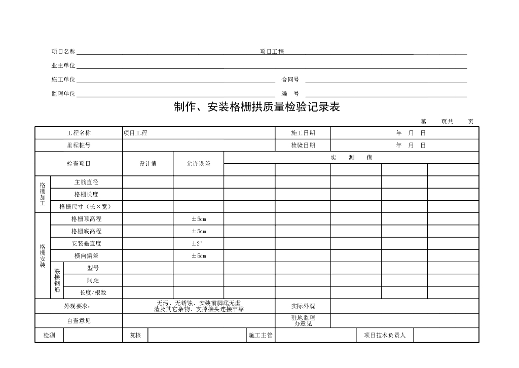 交通安全设施工程现场检查检测记录表
