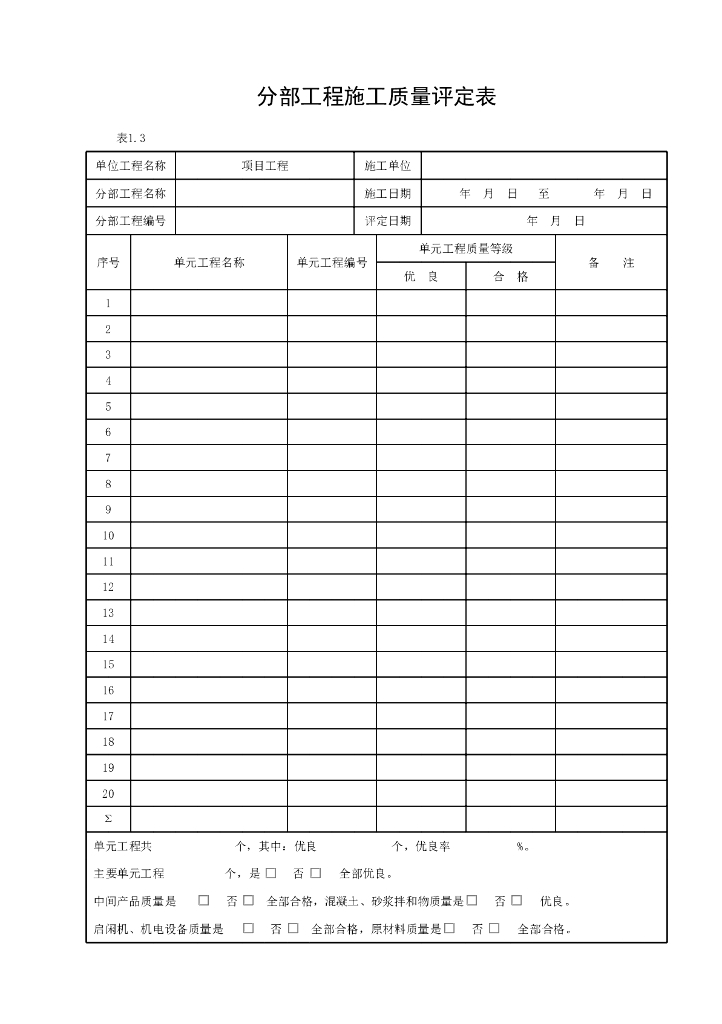 江苏水利工程质量评定表标准表格2022_第10页