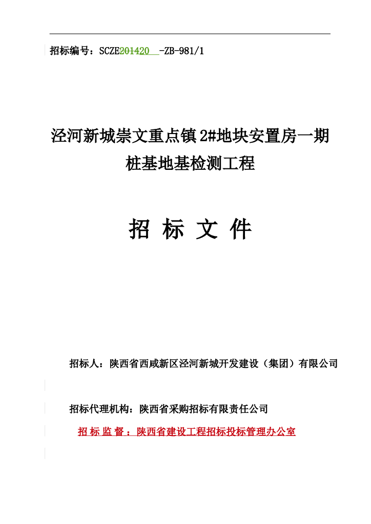 泾河新城崇文安置房桩基地检测工程招标文件
