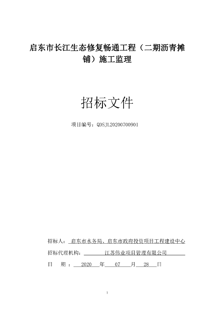长江生态修复畅通工程监理招标文件93p