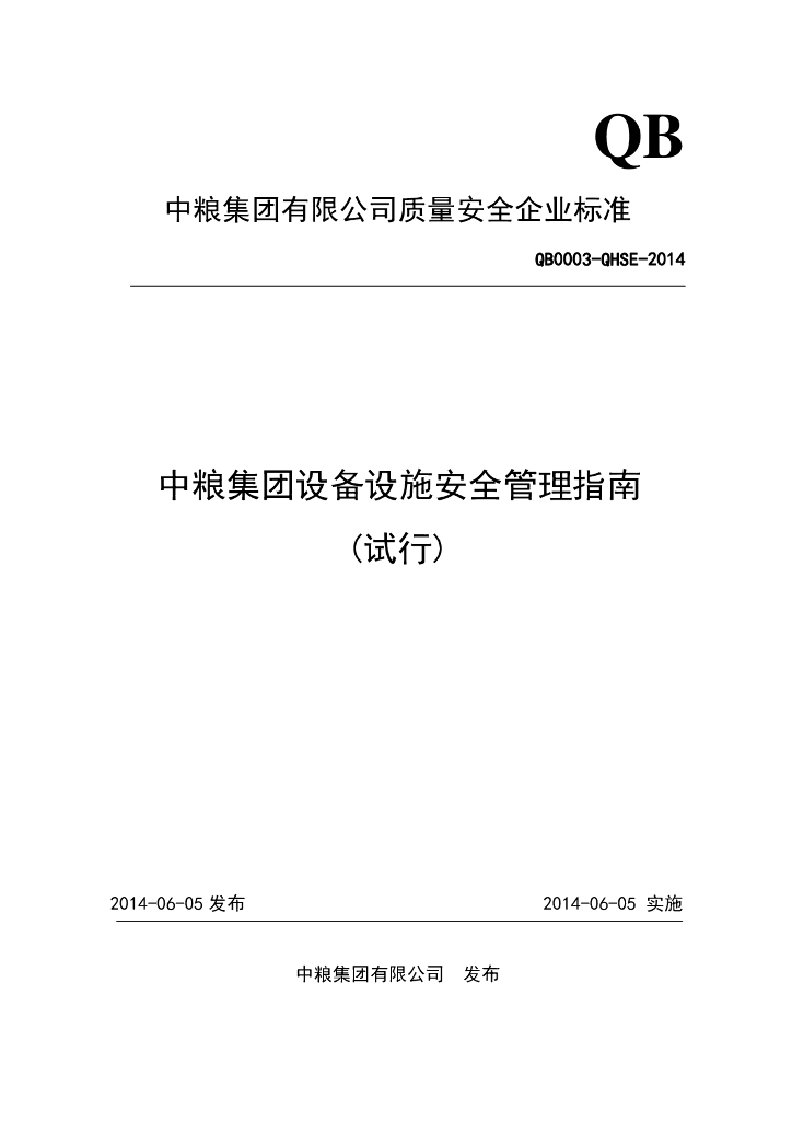集团设备设施安全管理指南
