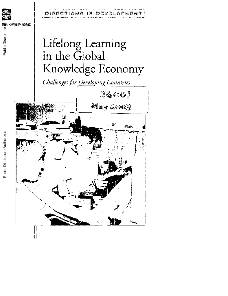 世界银行：发展方向报告-全球知识经济中的终身学习：发展中国家面临的挑战（英文版）
