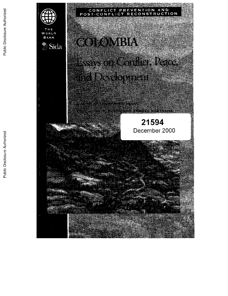 世界银行：哥伦比亚：关于冲突、和平与发展的论文集（英文版）