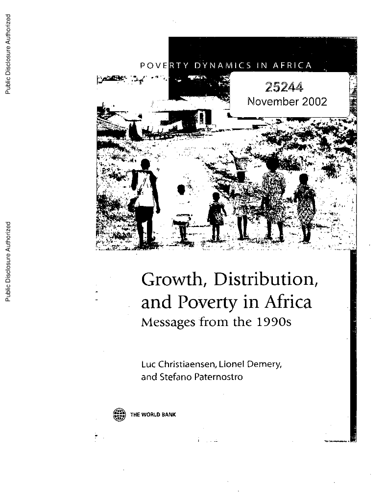 世界银行（WORLD BANK）：非洲的增长、分配和贫困：1990年代的信息（英文版）