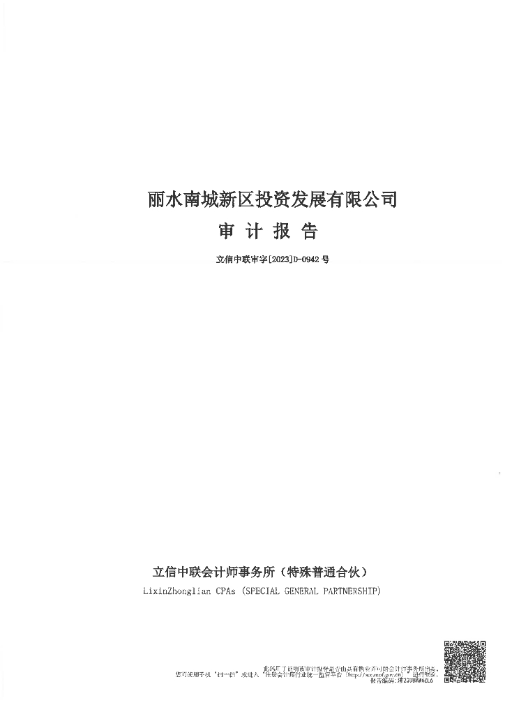 丽水南城新区投资发展有限公司2022年度审计报告