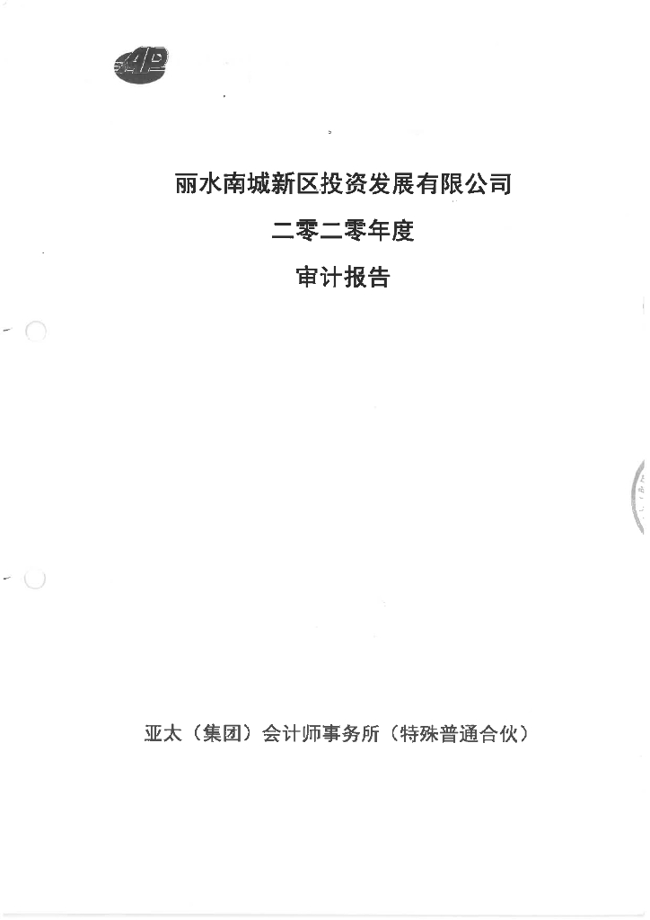 丽水南城新区投资发展有限公司2020年度审计报告