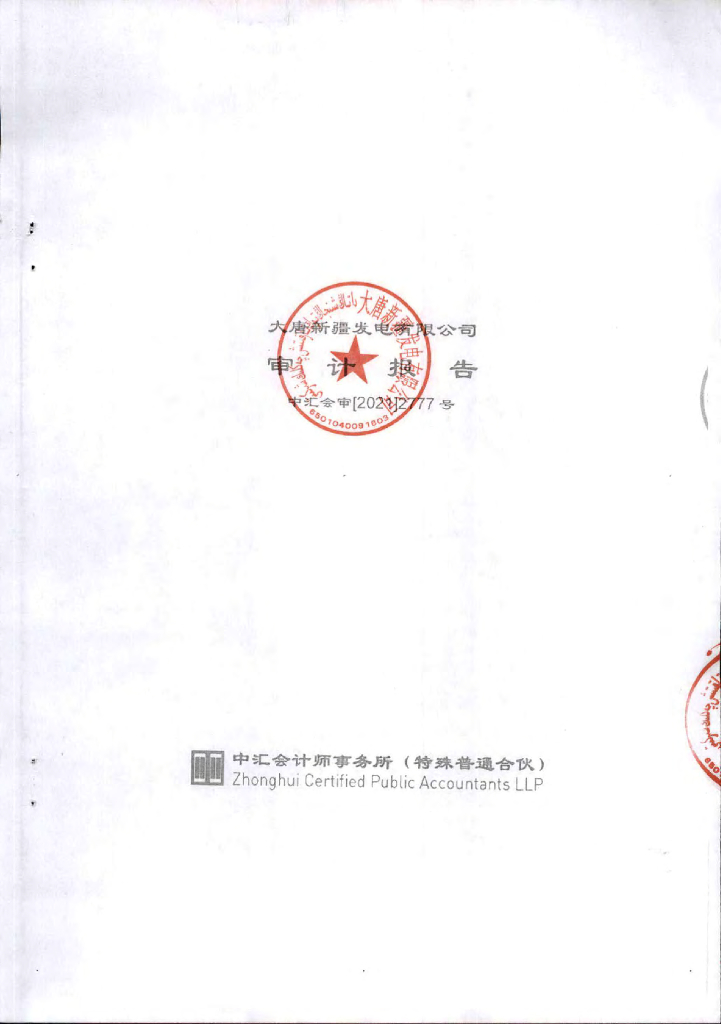 大唐新疆发电有限公司2020年审计报告