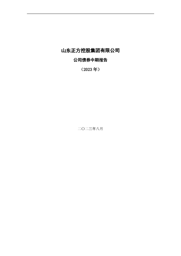 山东正方控股集团有限公司公司债券2023年中期报告