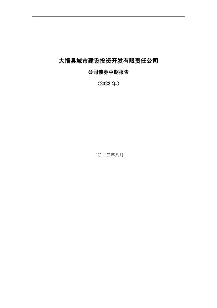 大悟县城市建设投资开发有限责任公司公司债券2023年半年度财务报表及附注
