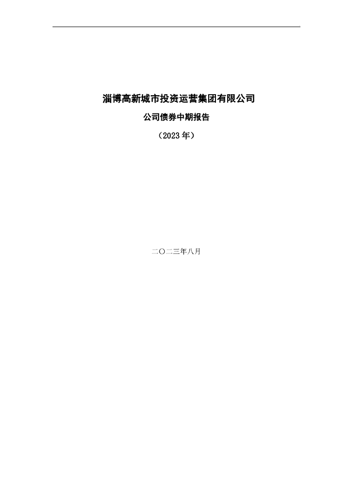 淄博高新城市投资运营集团有限公司公司债券中期报告(2023年)