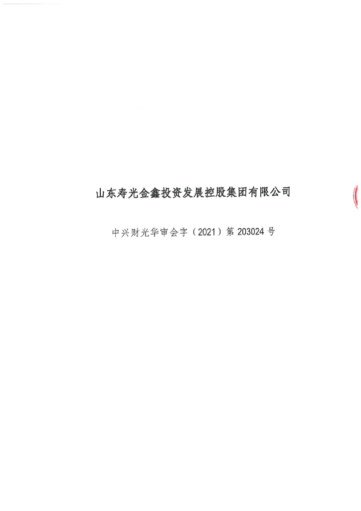 山东寿光金鑫投资发展控股集团有限公司2020年度经审计的合并及母公司财务报告
